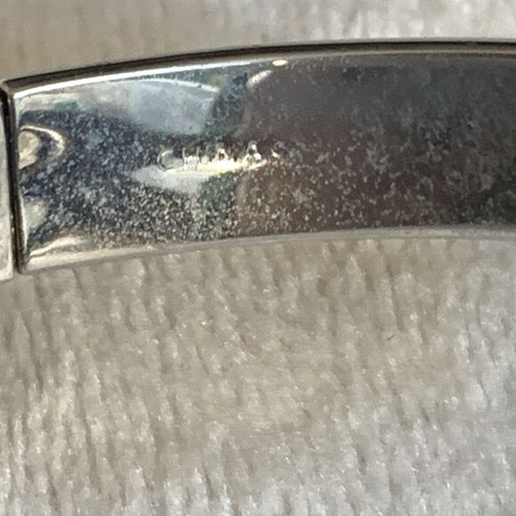 Coach bangle push hinge bracelet Black Enamel silvertone logo classic designer - Picture 5 of 10